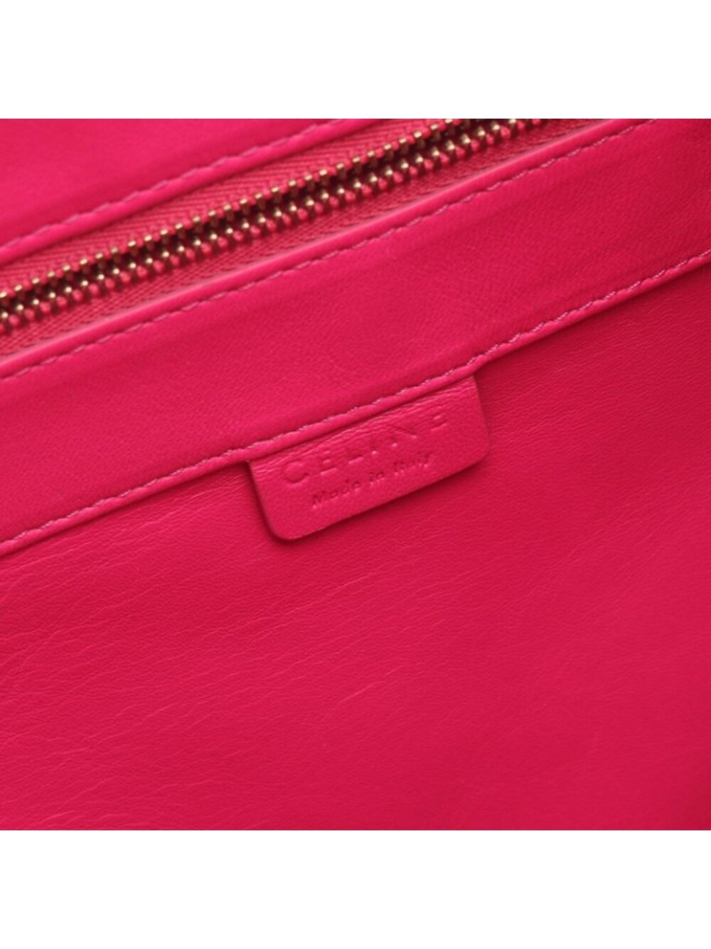 Celine Tote Horizontal Cabas Fuchsia Pink Orange Leather - Picture 4 of 8